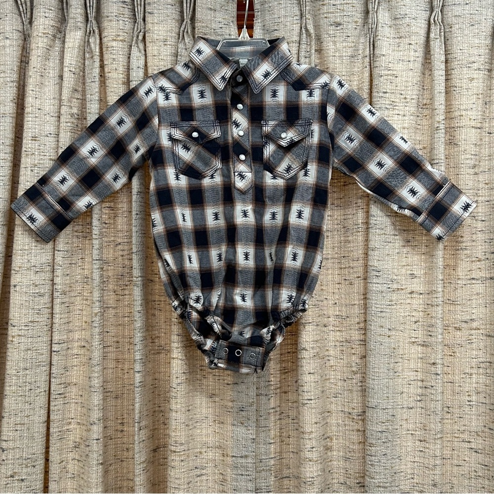 Red River Outfitters Western Pearl Snap Long Sleeve Bodysuit - 18 Months